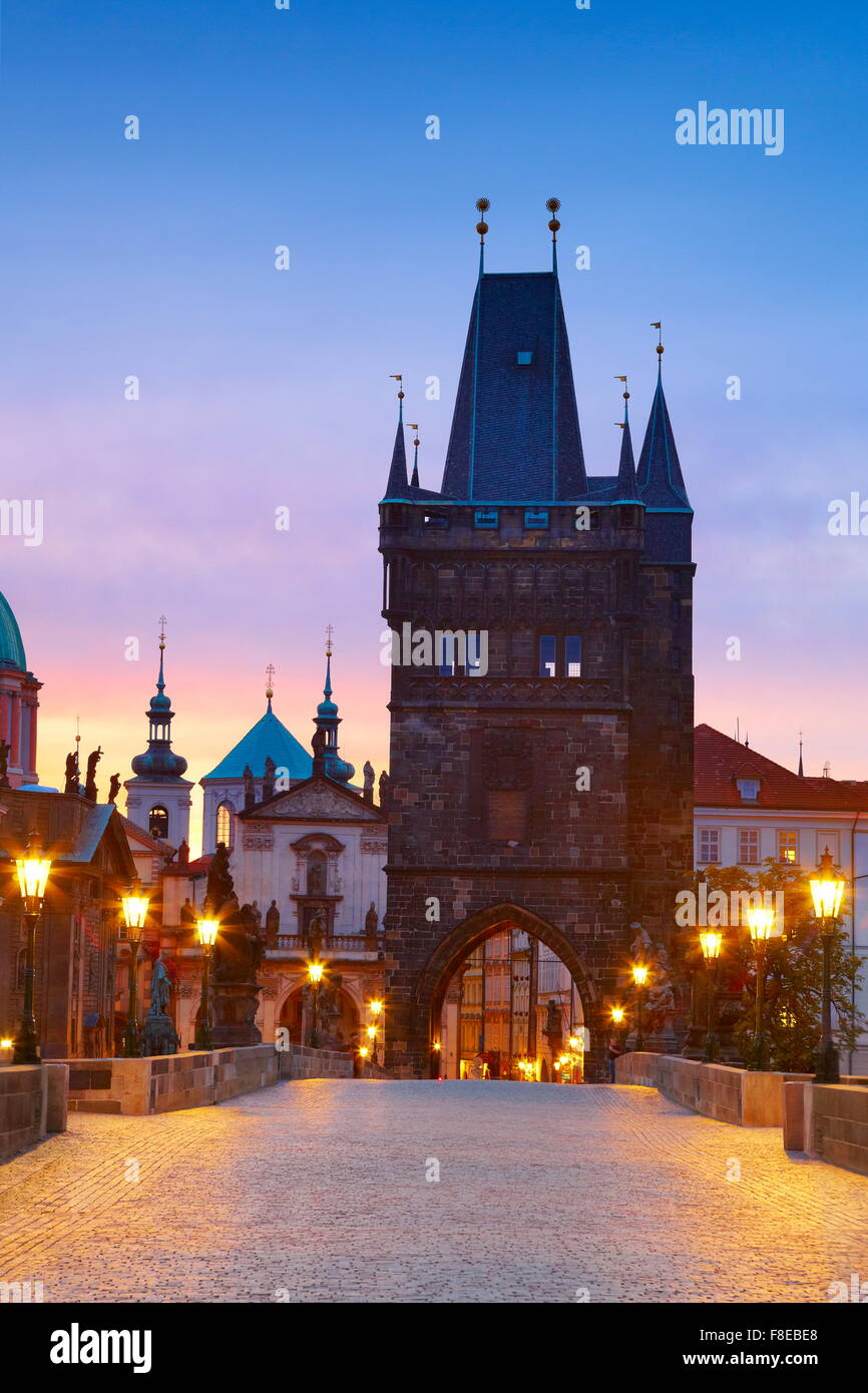 Altstädter Brückenturm, Karlsbrücke, Prag, Tschechische Republik, UNESCO Stockfoto