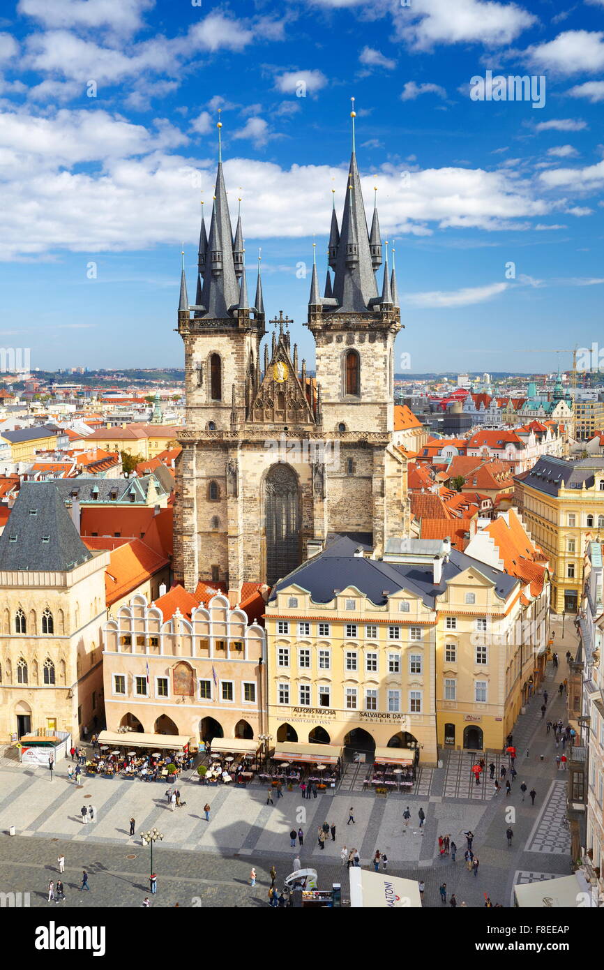 Kirche der Mutter Gottes vor Tyn, Altstadt von Prag, Tschechische Republik, UNESCO Stockfoto