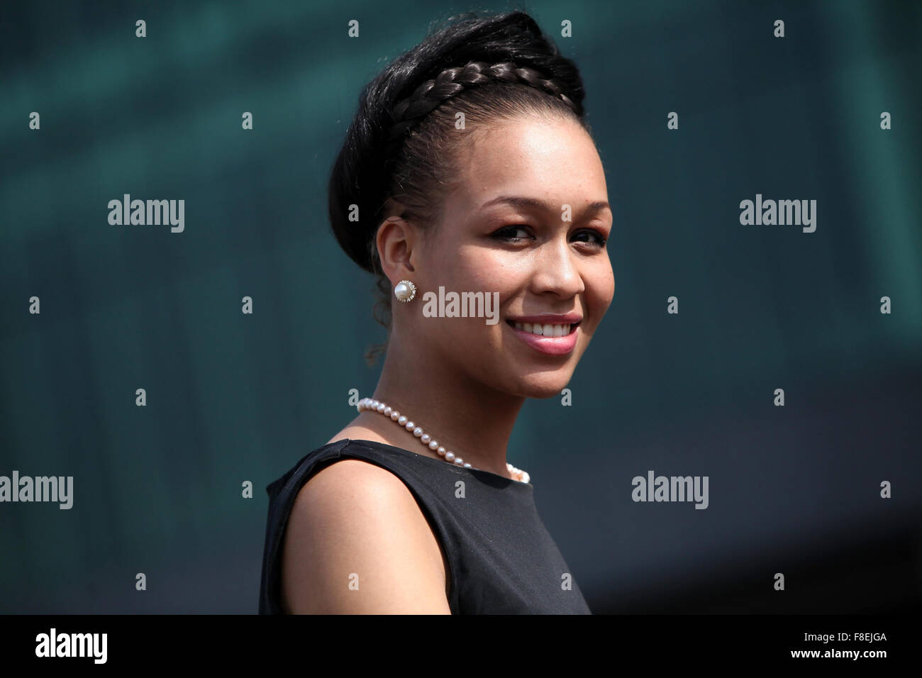 X-Factor Vorsprechen im Old Trafford-Fußballplatz, Manchester. Rebecca Ferguson bevor sie berühmt wurde Stockfoto