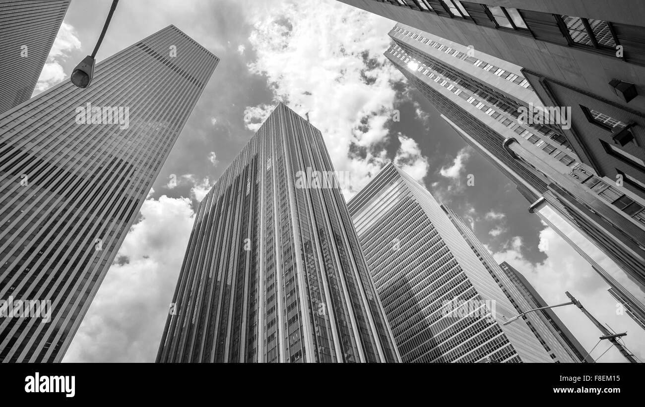 Schwarz / weiß Foto Wolkenkratzer in Manhattan, New York City, USA. Stockfoto
