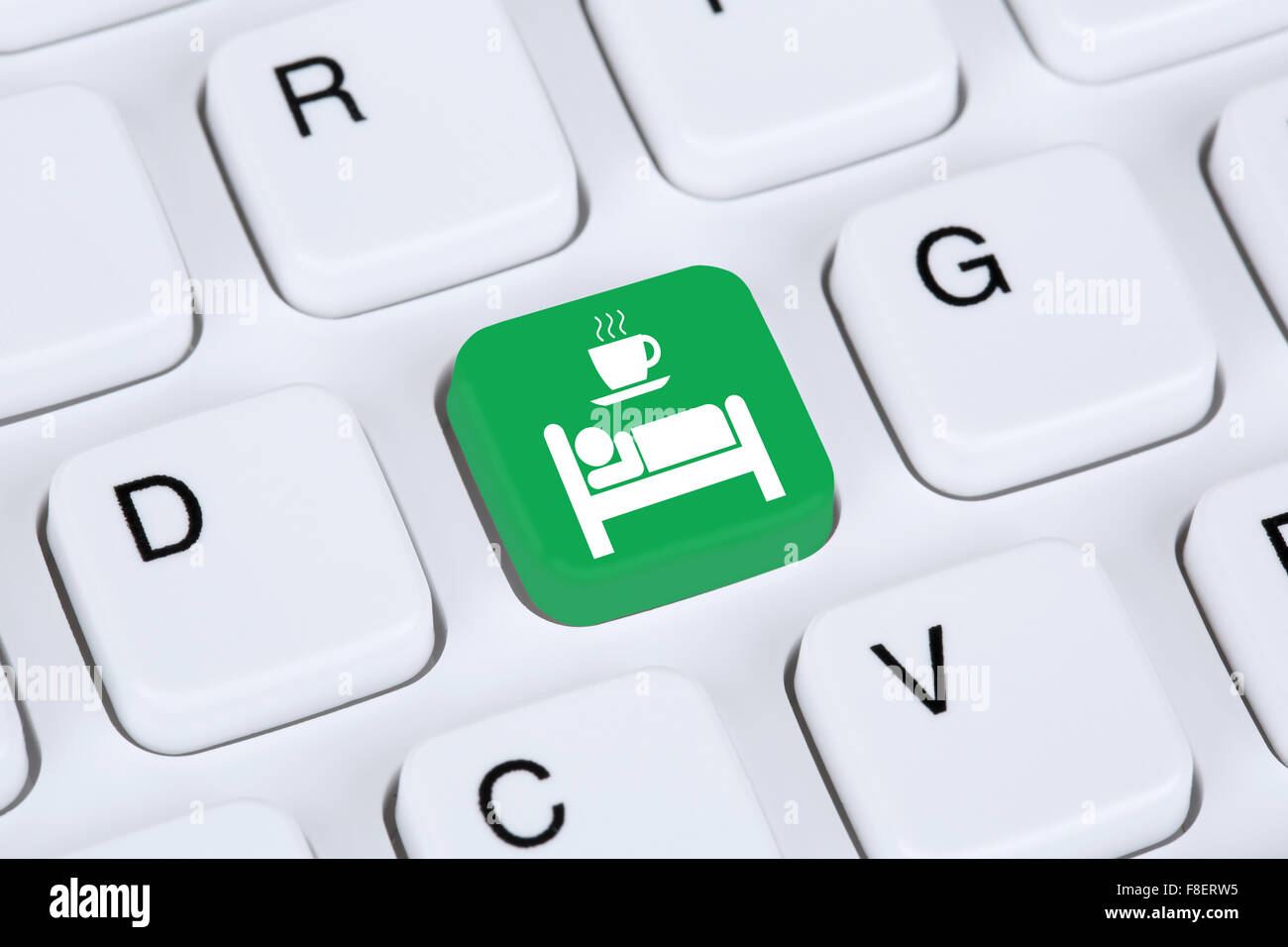Bed &amp; Breakfast Zimmer online-Internet-Buchung auf computer Stockfoto