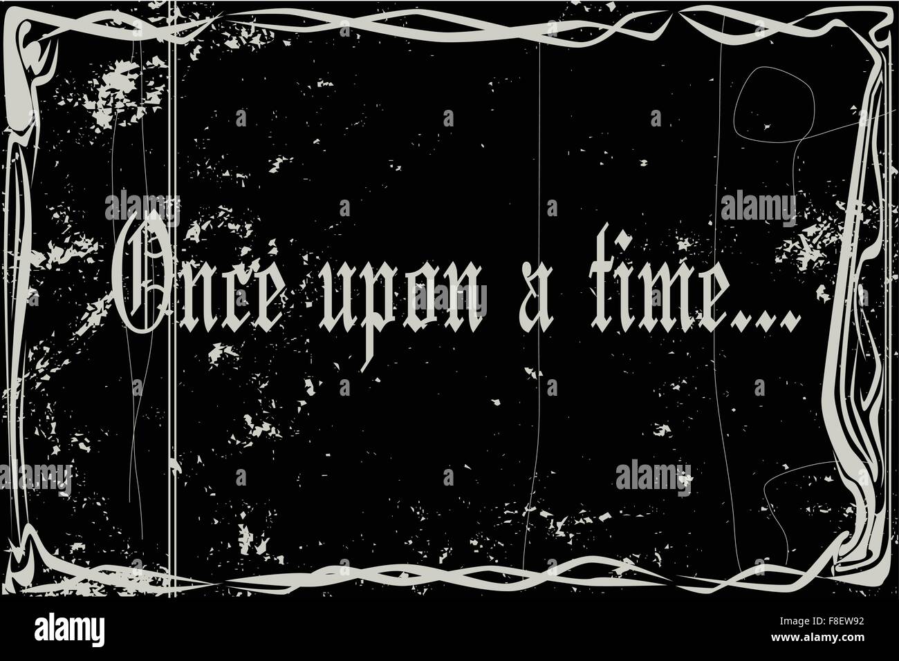 schwere Grunge Stummfilm Rahmen mit Text einmal Stock Vektor