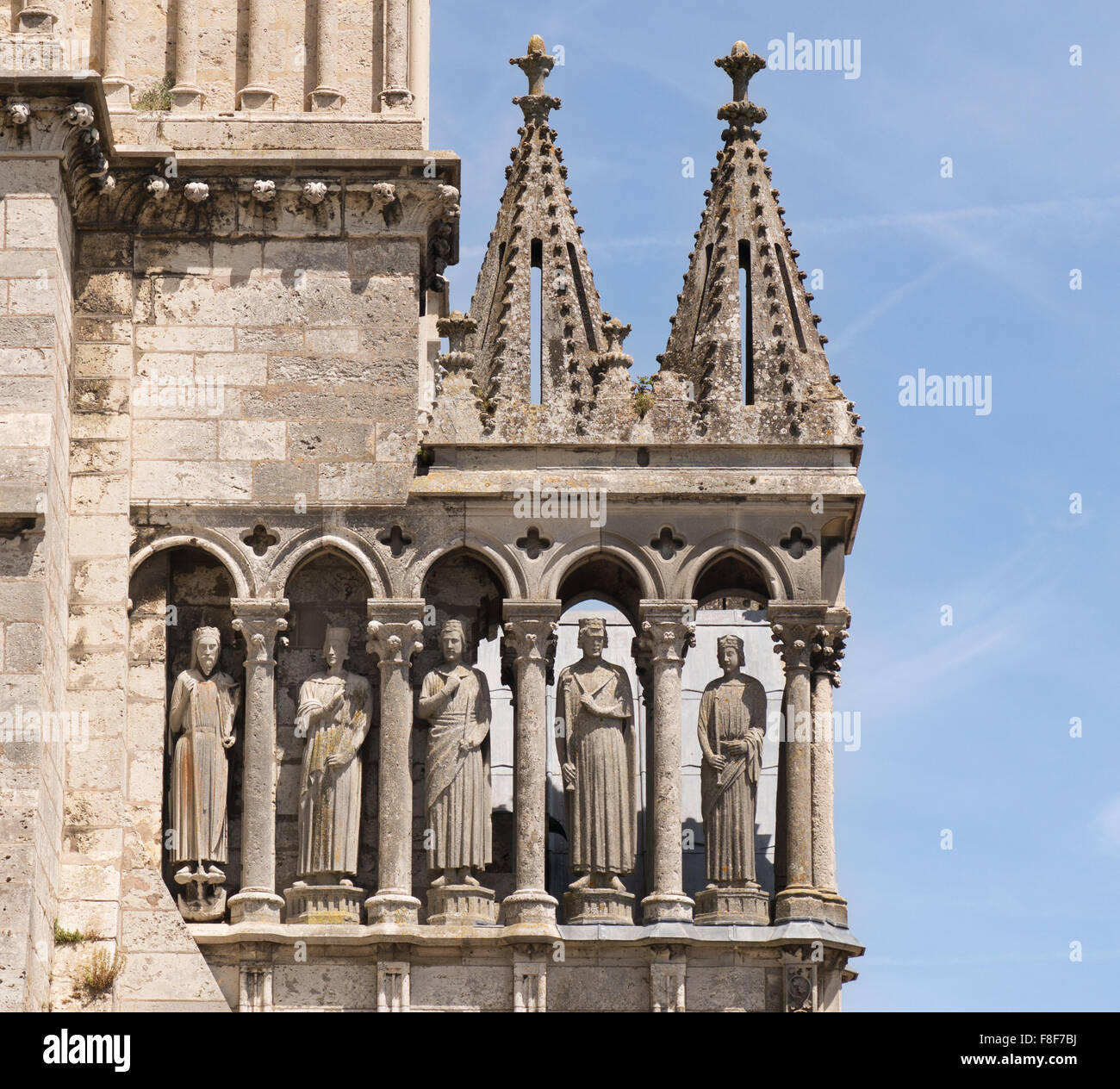 Statuen der alttestamentlichen Königen, Süd-Terrasse, Chartres Kathedrale, Eure-et-Loir, Frankreich, Europa Stockfoto