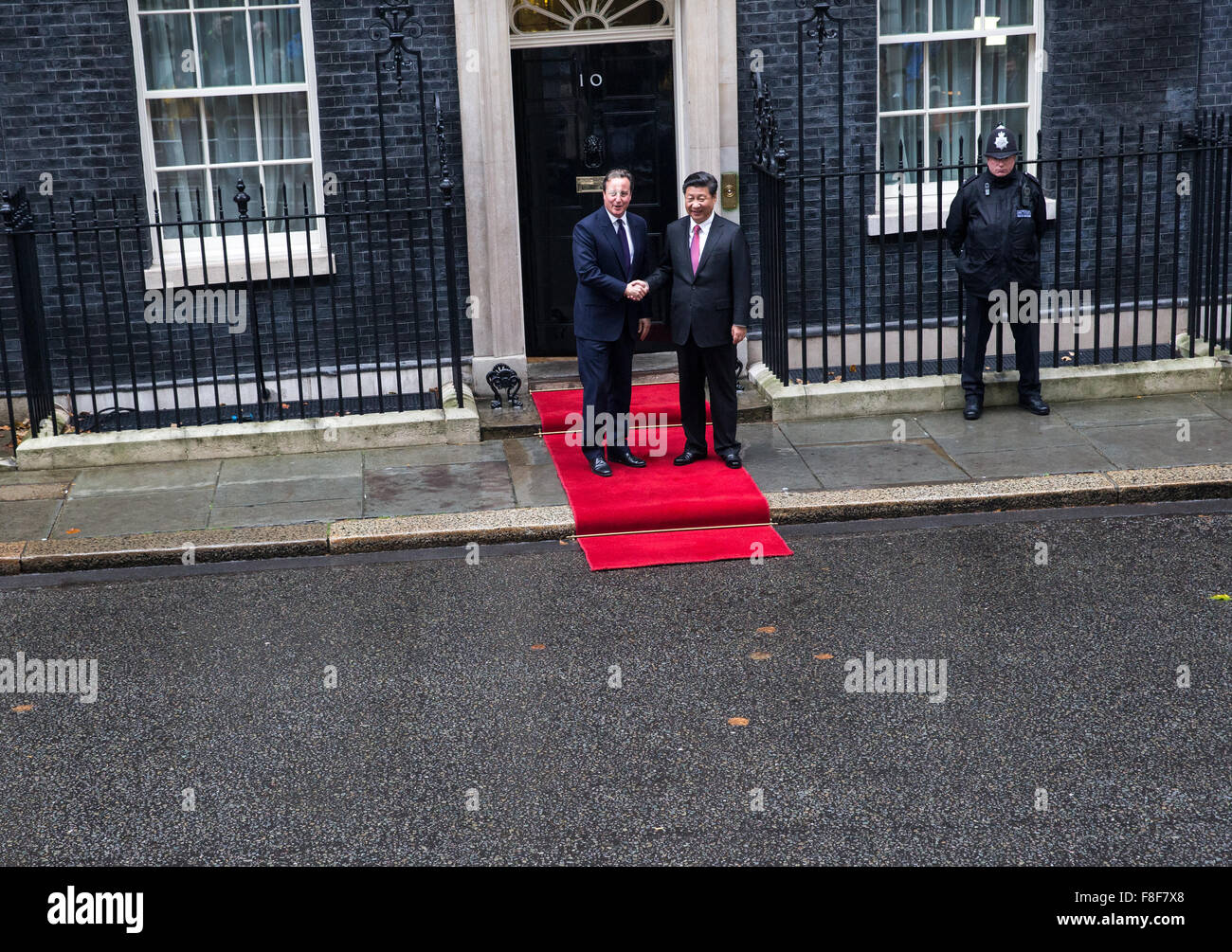 Premierminister David Cameron und Präsident Xi Jinping China treffen während seines Besuchs in 10 Downing Street Stockfoto