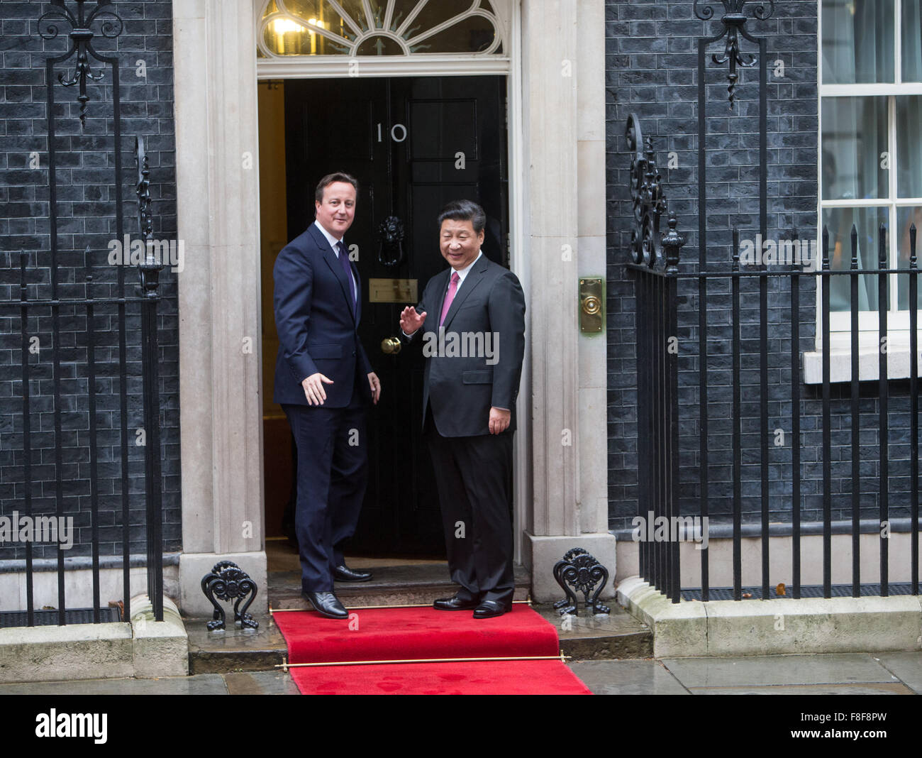 Premierminister David Cameron und Präsident Xi Jinping China treffen während seines Besuchs in 10 Downing Street Stockfoto