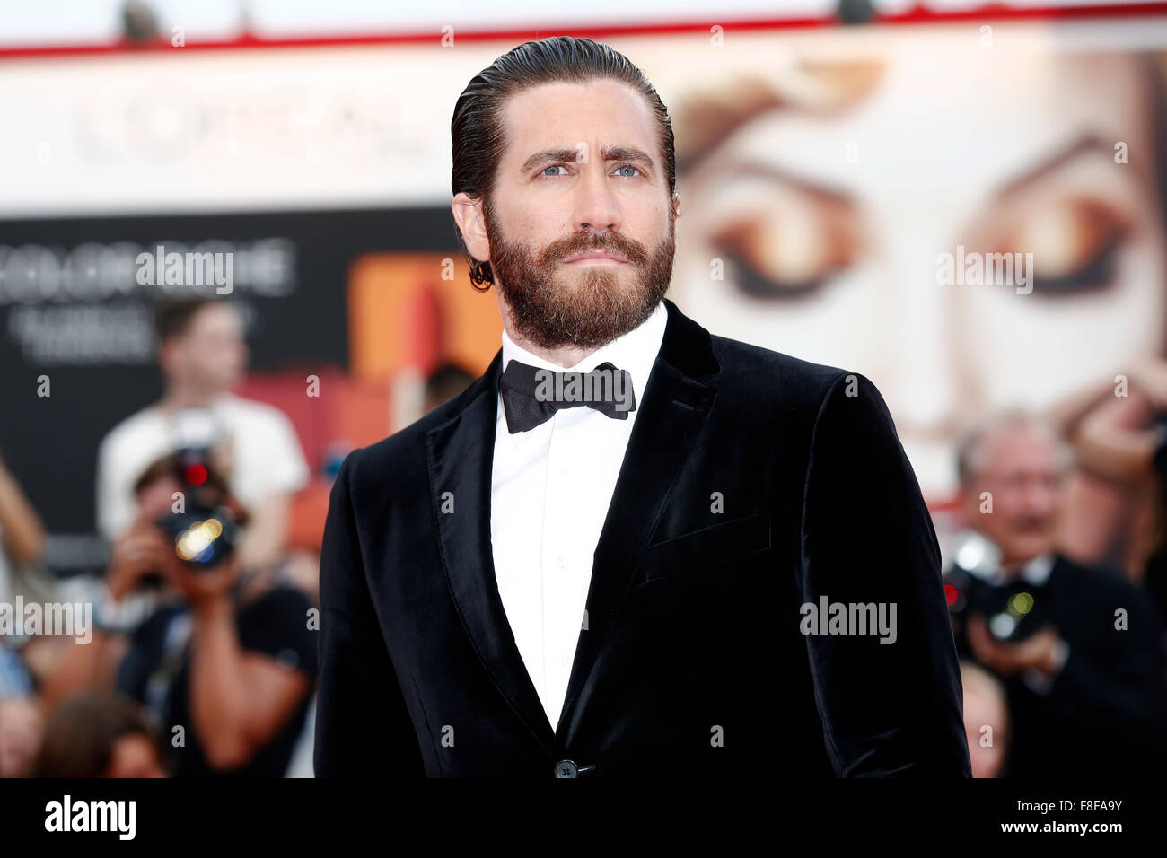 Venedig, Italien - 2. SEPTEMBER: Jake Gyllenhaal besucht die Premiere von "Everest" während des 72. Venedig Film Festival im September Stockfoto
