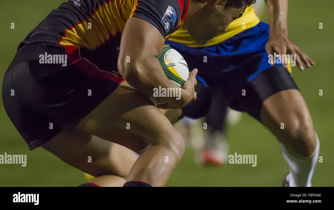 SO Paulo, SP, Brasilien. 4. Dezember 2015. Sao Paulo. SP-Brasilien. 12.04.2015 - steht Sport - Rugby - Rugby brasilianischen Nationalmannschaft Deutschland im Pacaembu-Stadion in So Paulo, diesen Freitag (04), die Super Herausforderung Rugby BH XV. Das Spiel der Rugby an dieser Stelle zeigt der Sport Wachstum im Land und ist ein großer Schritt für die Vermassung des Sports. Foto: Dorivan Marinho/Midas Presse © Csm/Alamy Live-Nachrichten Stockfoto