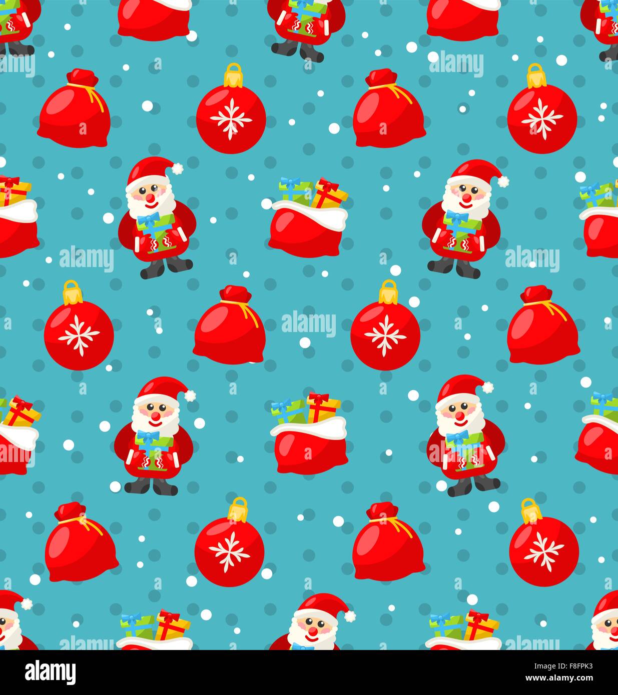 Happy New Year Musterdesign mit Weihnachtsmann und Geschenke Stock Vektor