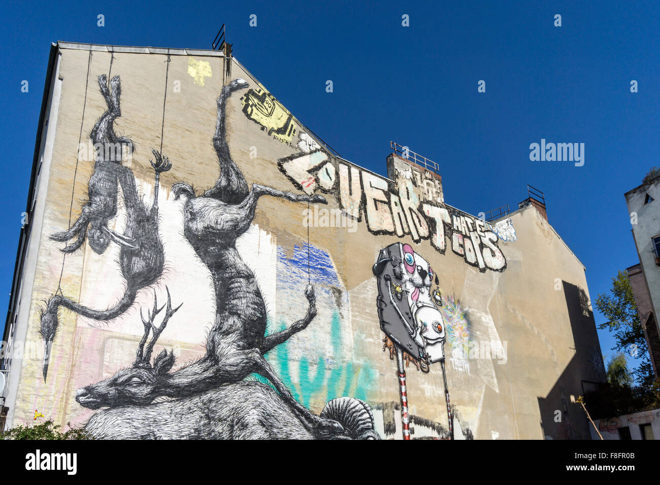 Wandmalerei, Vesteigerung Straße, Kreuzberg, Berlin Stockfoto