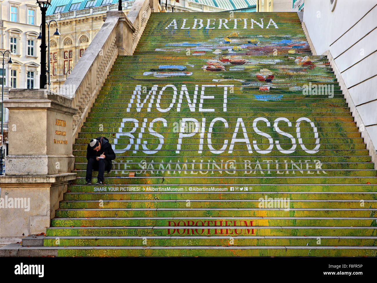 Der "bemalten" Treppe der Albertina Museum in der Innenstadt (Innere Stadt), Zentrum der historischen Wien. Stockfoto