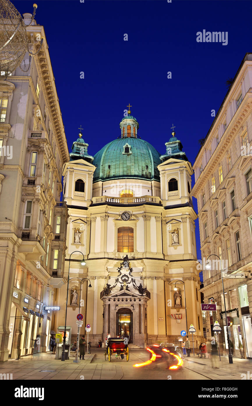 Peterskirche ("St.-Peter Kirche) wie gesehen vom Graben, Innere Stadt ("Innere Stadt"), Wien, Österreich. Stockfoto