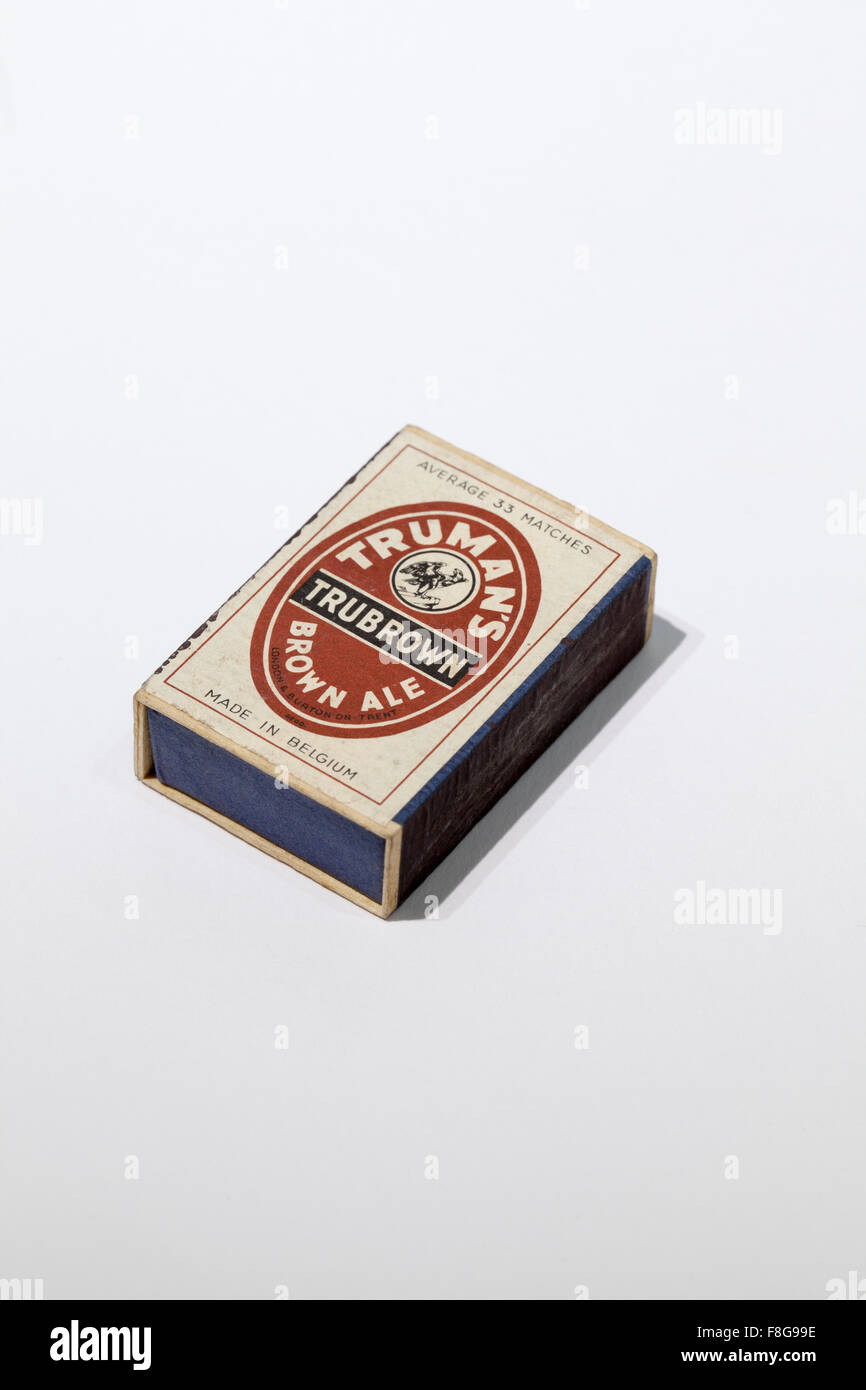 Vintage Matchbox Trumans Trubrown Brown Ale Bier Werbung Stockfoto