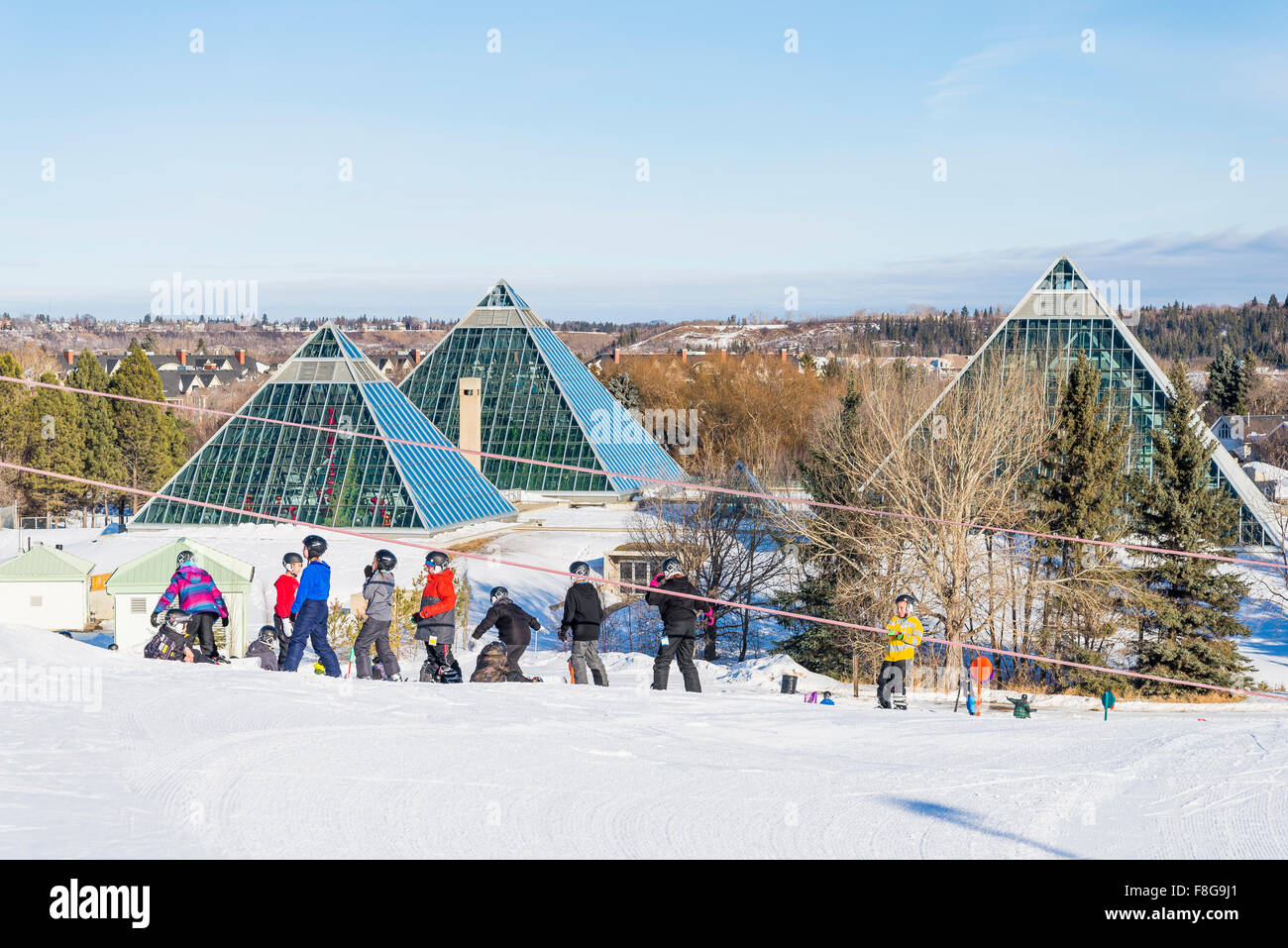 Edmonton-Ski-Club-Hügel im Gallagher Park, Edmonton, Alberta, Kanada Stockfoto