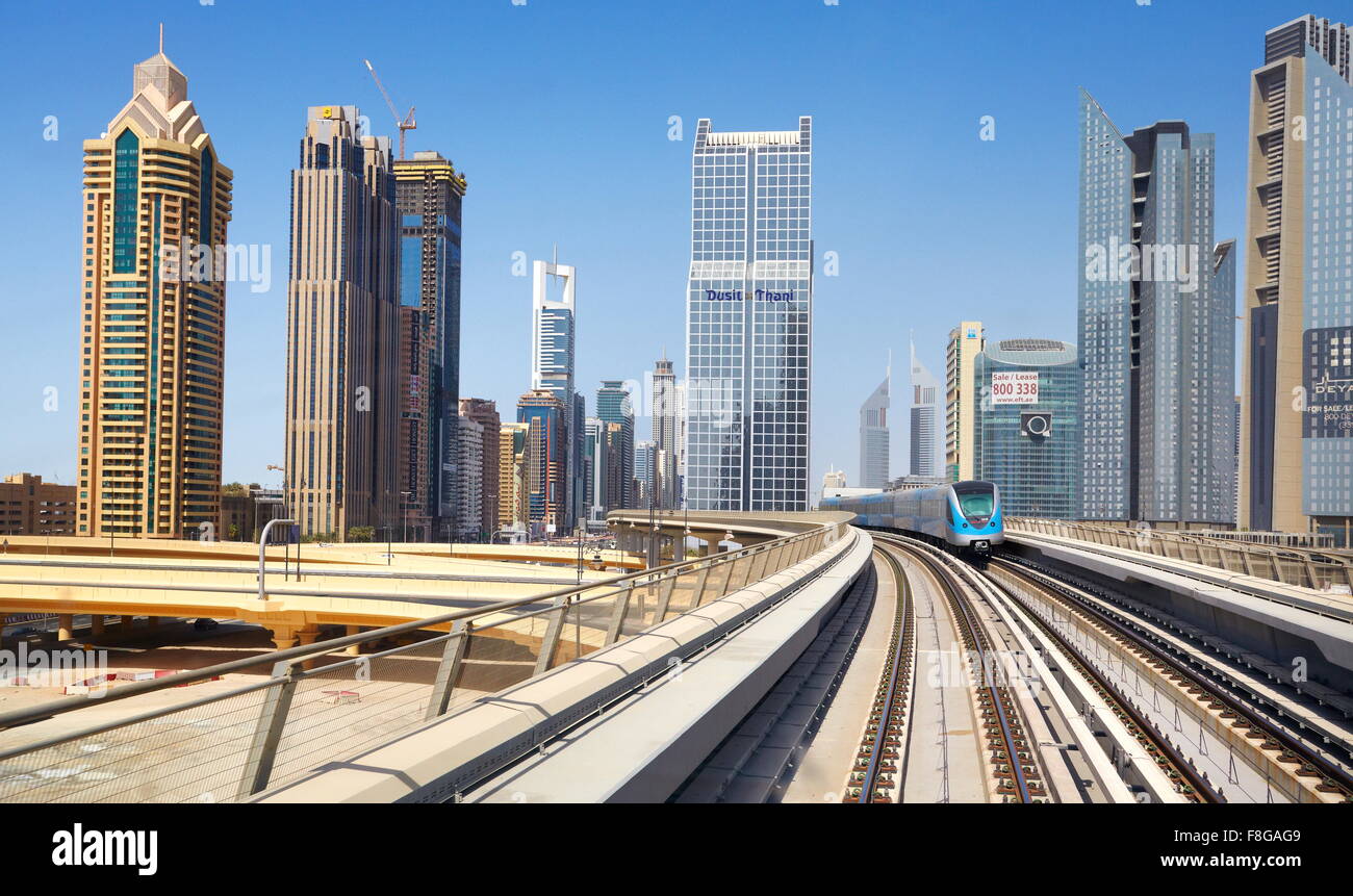Dubai - Metro-Strecke, Vereinigte Arabische Emirate Stockfoto
