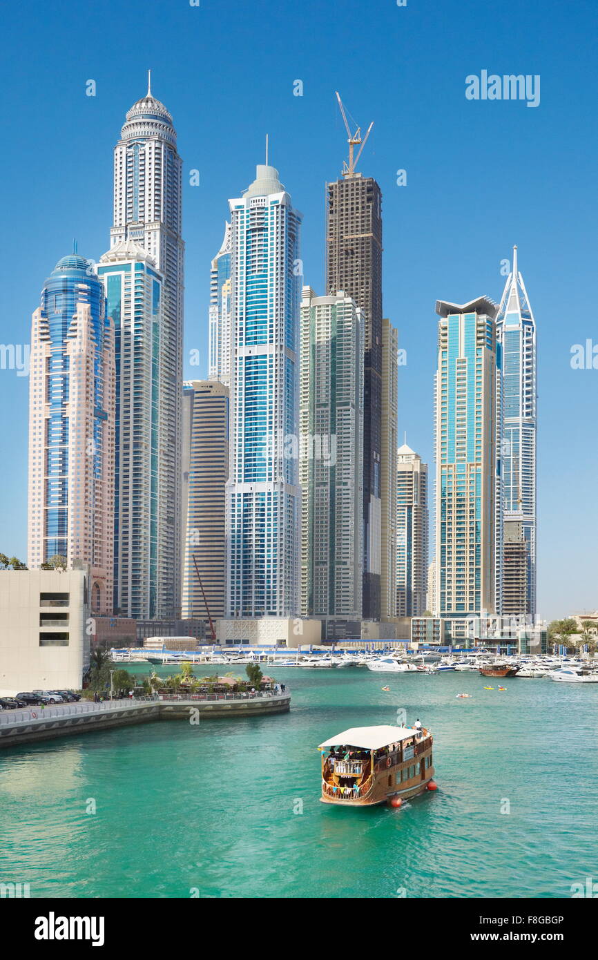 Skyline von Dubai - Marina, Vereinigte Arabische Emirate Stockfoto