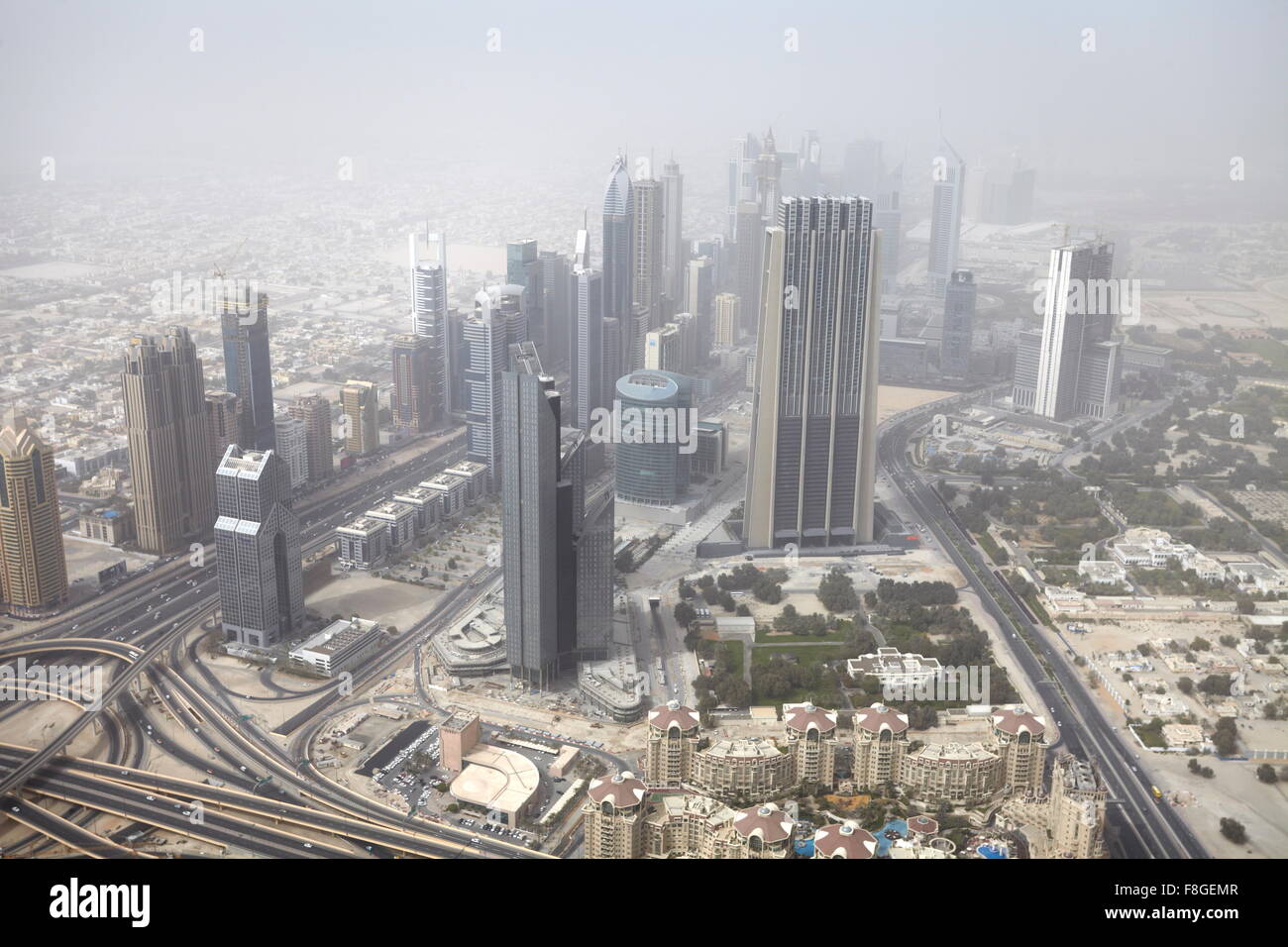 Dubai - Blick vom Burj Khalifa Tower, Vereinigte Arabische Emirate Stockfoto