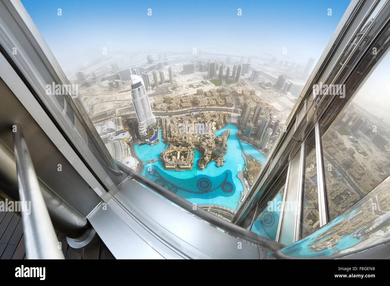Dubai - Blick vom Burj Khalifa Tower, Vereinigte Arabische Emirate Stockfoto