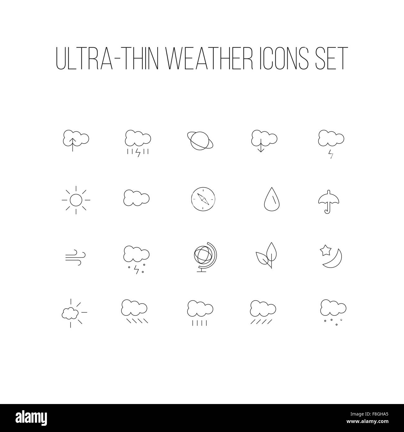 Legen Sie schlank Wolkensymbol Wetter Stock Vektor