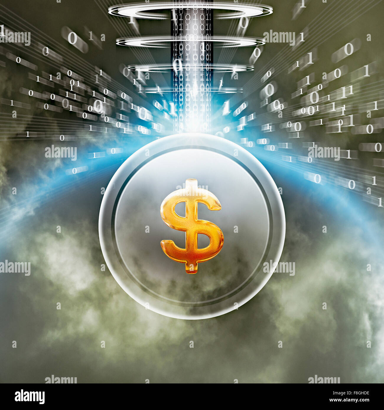 Geschützten Dollarzeichen und Binär-code Stockfoto