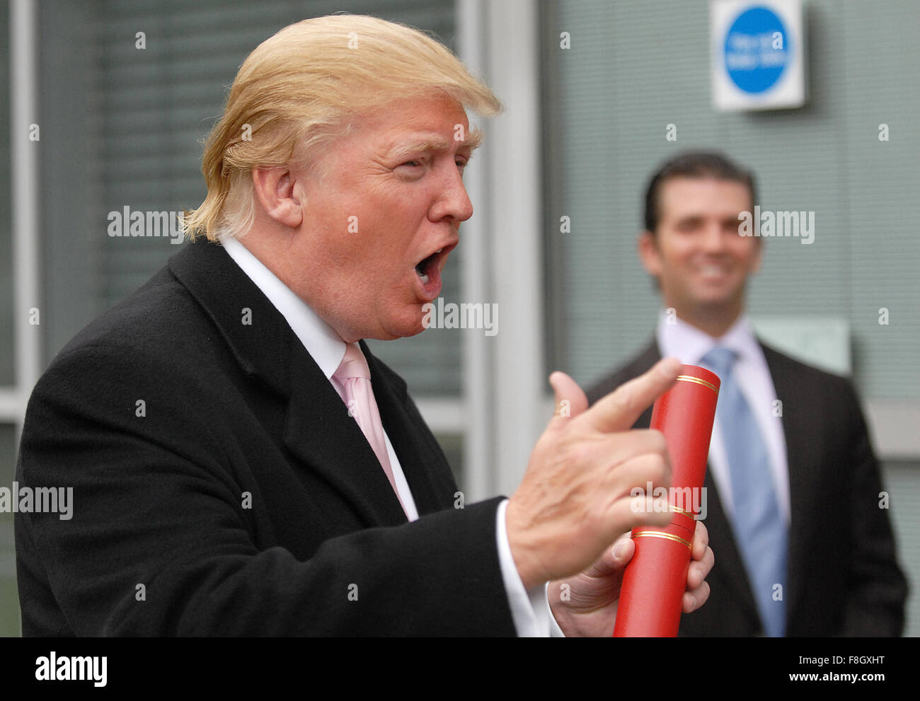 Donald Trump empfangen Ehrengrad in Aberdeen, Schottland. Stockfoto