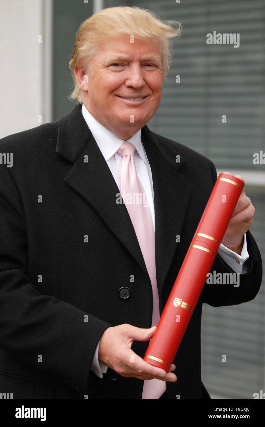 Donald Trump empfangen Ehrengrad in Aberdeen, Schottland. Stockfoto