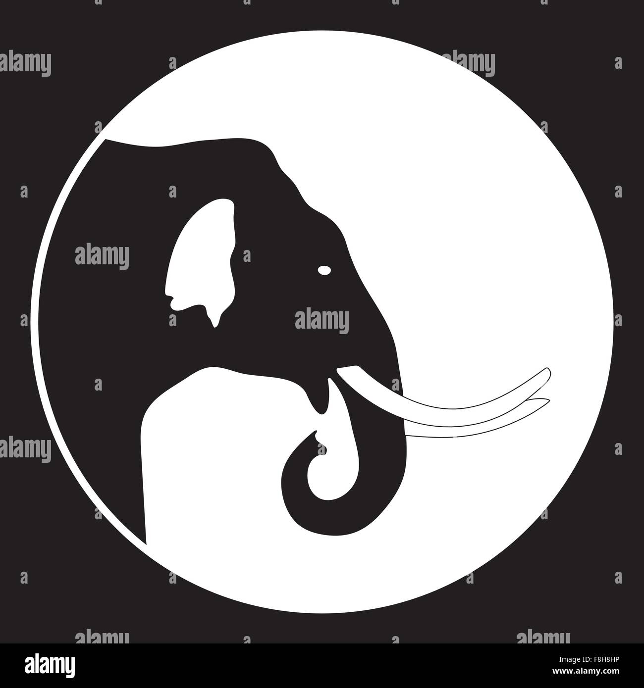 Elefant-Symbol in schwarz / weiß, Element oder Symbol für Design. Stock Vektor