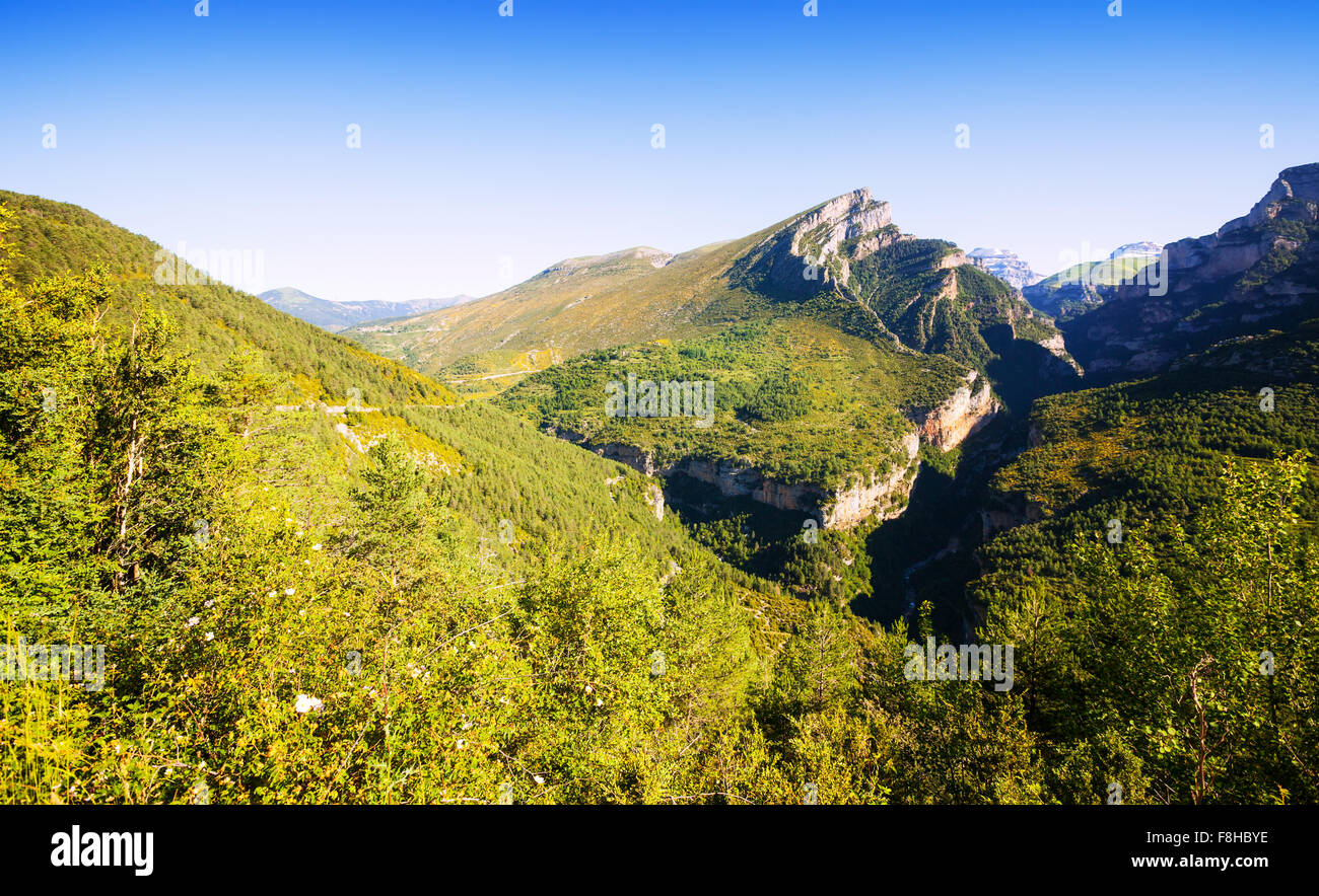 Pyrenäen-Landschaft - Anisclo Canyon im Sommer. Huesca Stockfoto