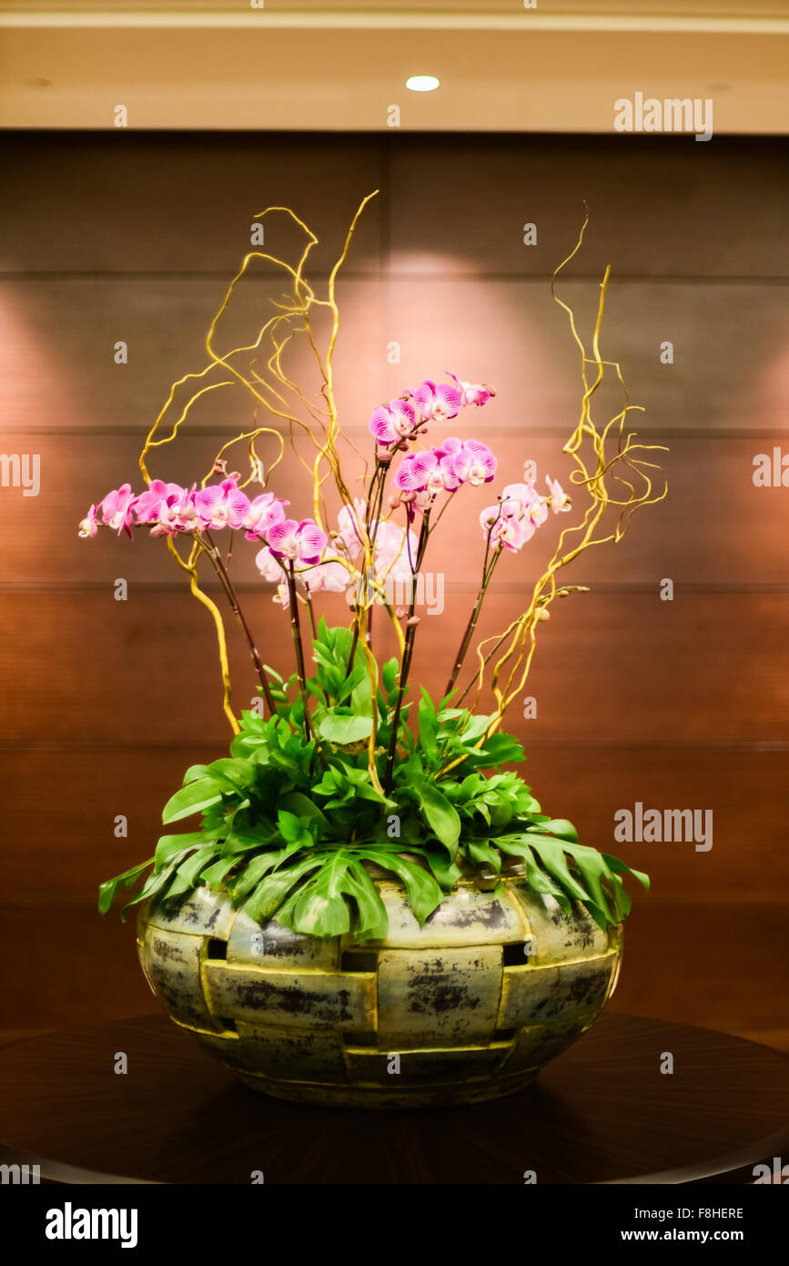Blumenstrauß im Fairmont Hotel, Jakarta, Indonesien. Stockfoto