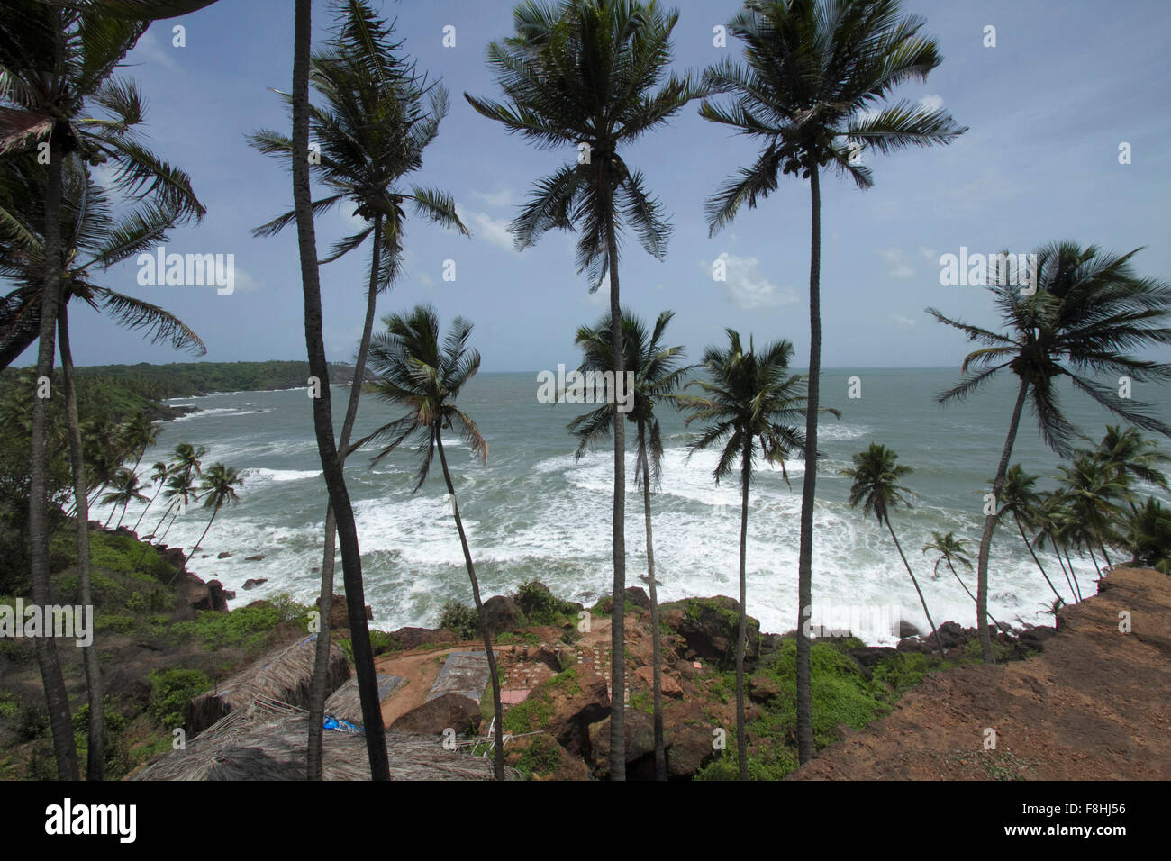 Panoramablick aus dem historischen Cabo Da Rama Fort in Canancaona Taluka in Süd-Goa. Stockfoto