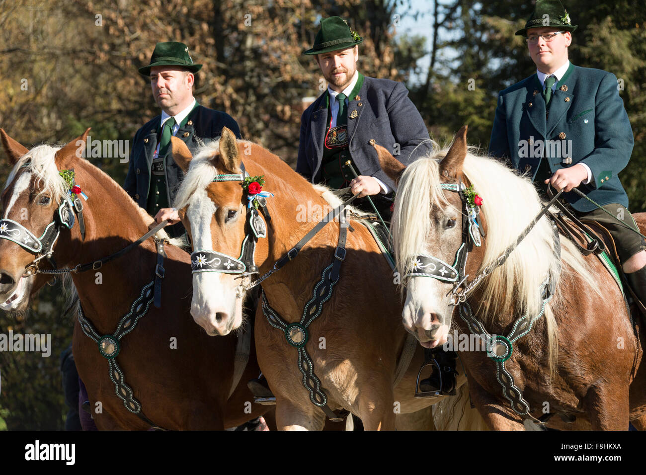 St. Leonhard Prozession Deutschland Tradition Pferd Spaß Stockfoto