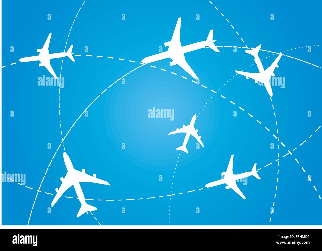 Vektor-Bild von weißen Silhouetten der Jet-Flugzeuge Stock Vektor
