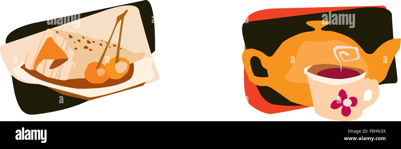 Vektor-Bild der Nachtisch und eine Tasse Tee oder Kaffee Stock Vektor