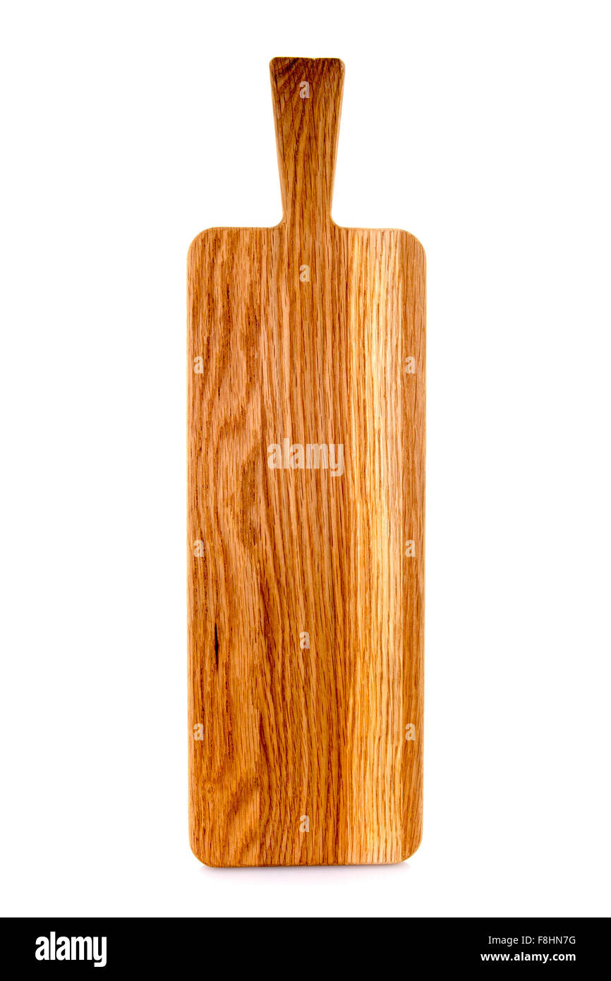 Paddel-Holzbrett auf weißem Hintergrund Stockfoto