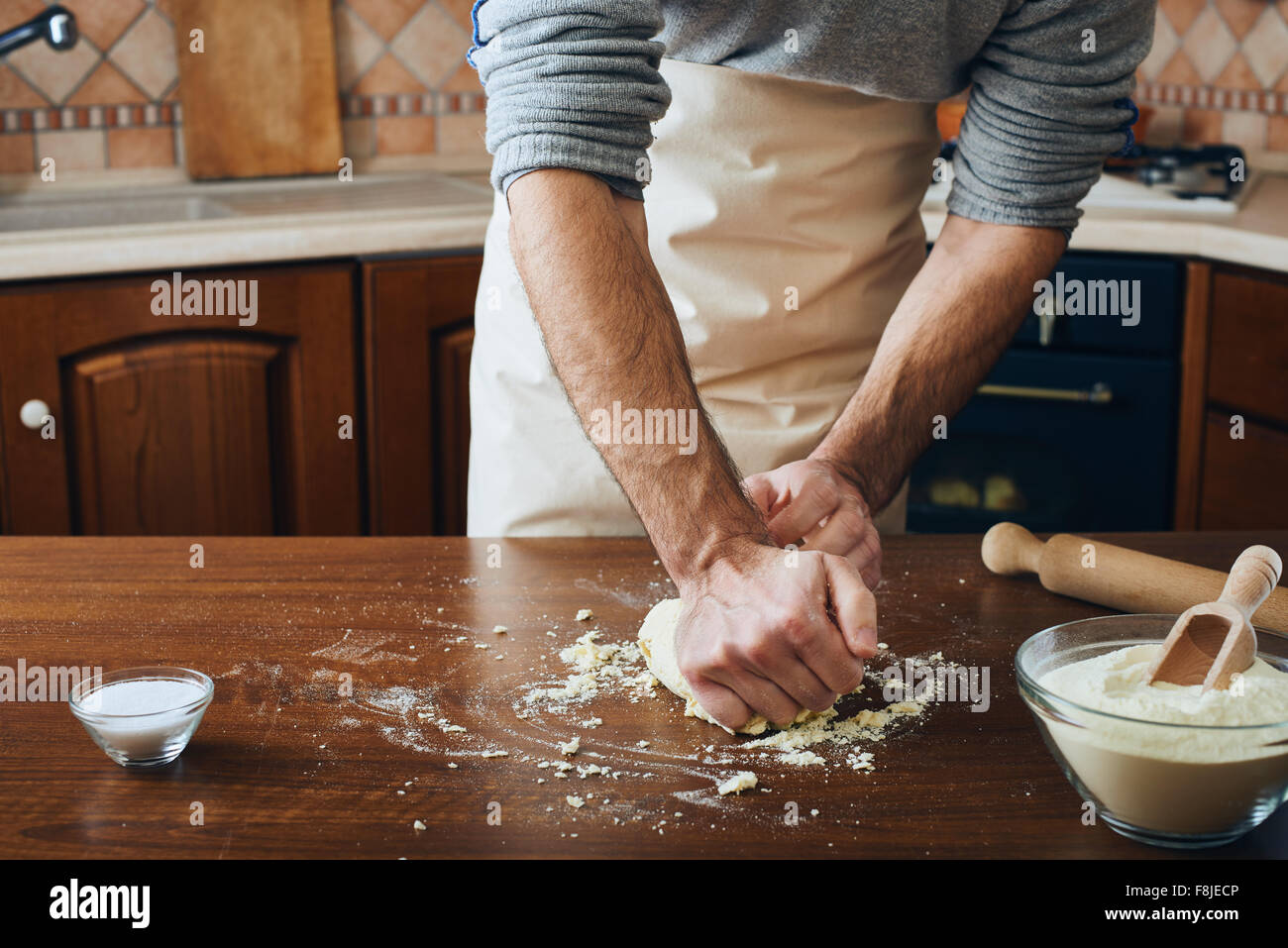 Pastaherstellung Stockfoto