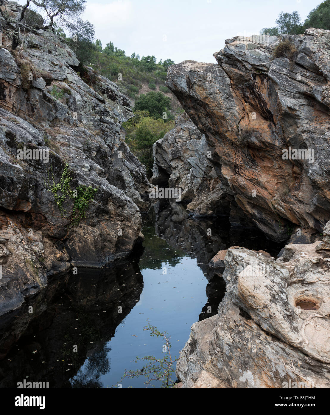 kleiner Fluss mit Teich in Natur Portugal in der Nähe von Odemira genannt Pego des Pias square Stockfoto