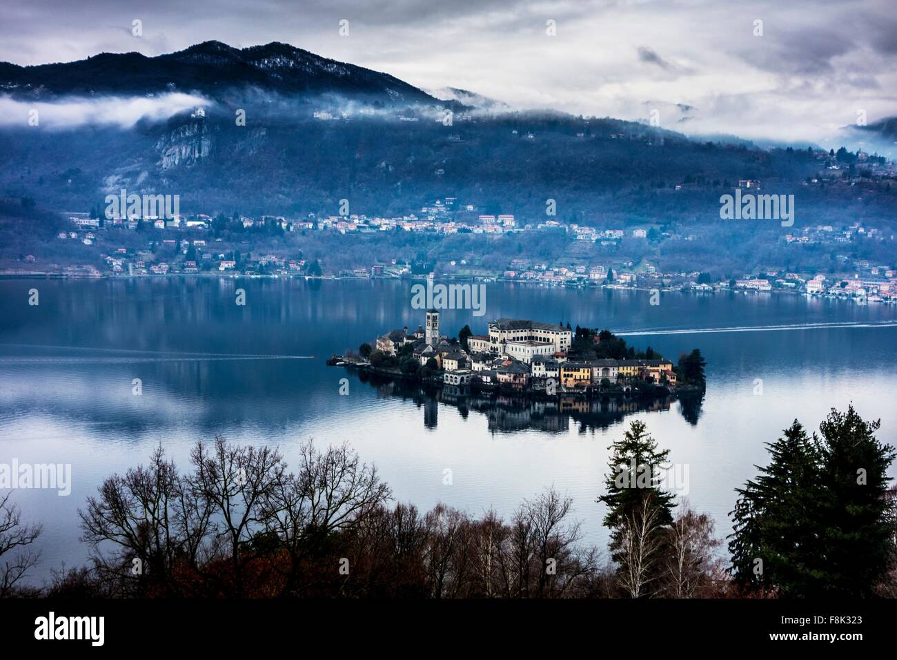 Erhöhten Blick auf einer Insel am Lago d ' Orta, Italien Stockfoto