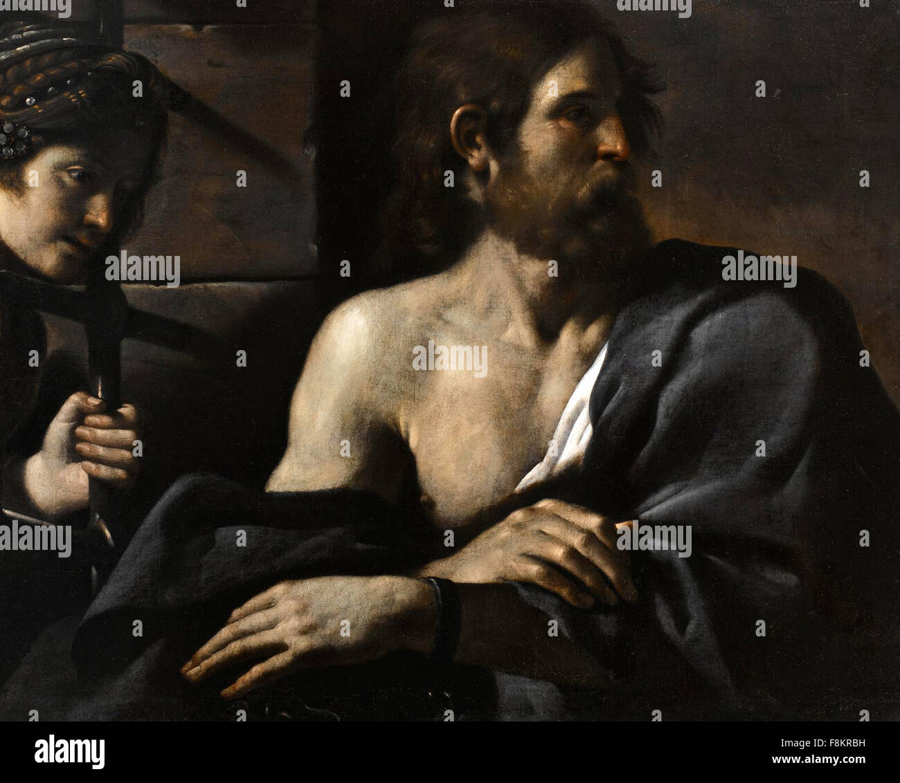 Giovanni Francesco Barbieri - Guercino - Hl. Johannes der Täufer im Gefängnis besucht von Salome Stockfoto