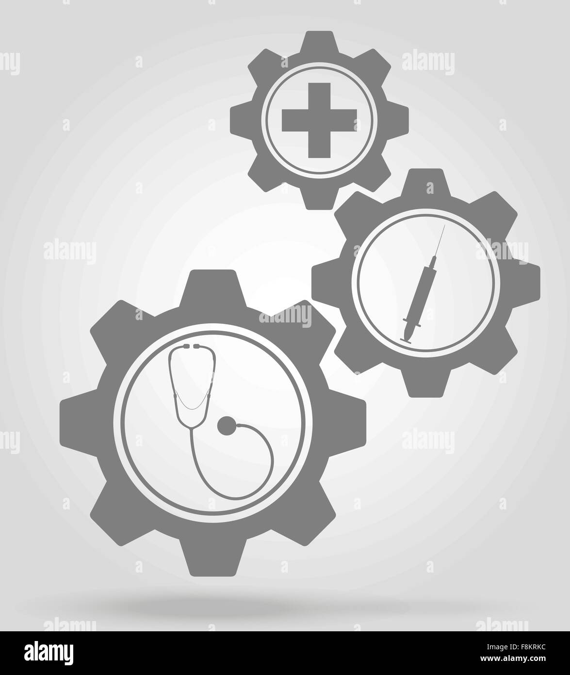 Medizin-Ausrüstung Mechanismus Konzept Vektor-Illustration auf grauem Hintergrund isoliert Stock Vektor