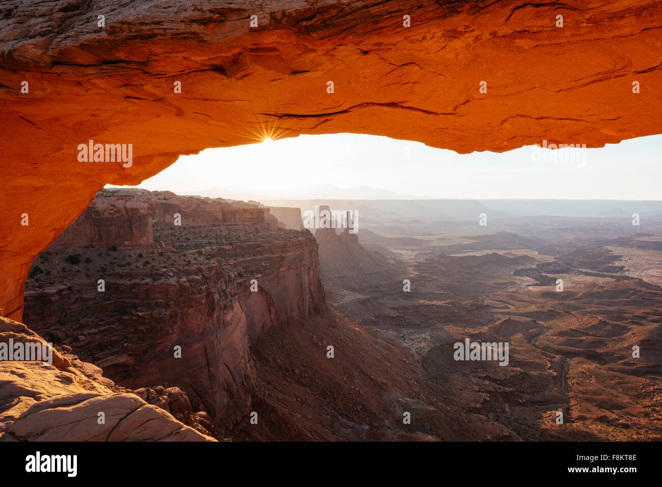 Mesa Arch im Morgengrauen, Canyonlands National Park, Utah, USA Stockfoto