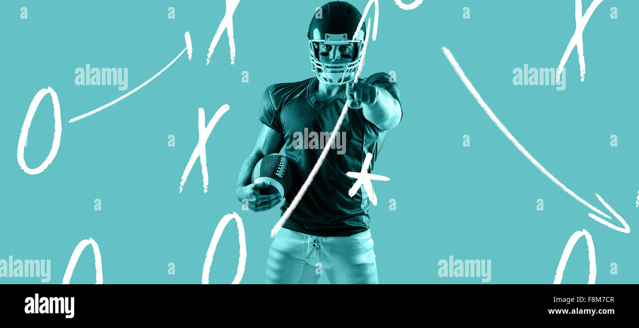 Zusammengesetztes Bild des american Football-Spieler in die Kamera zeigen Stockfoto