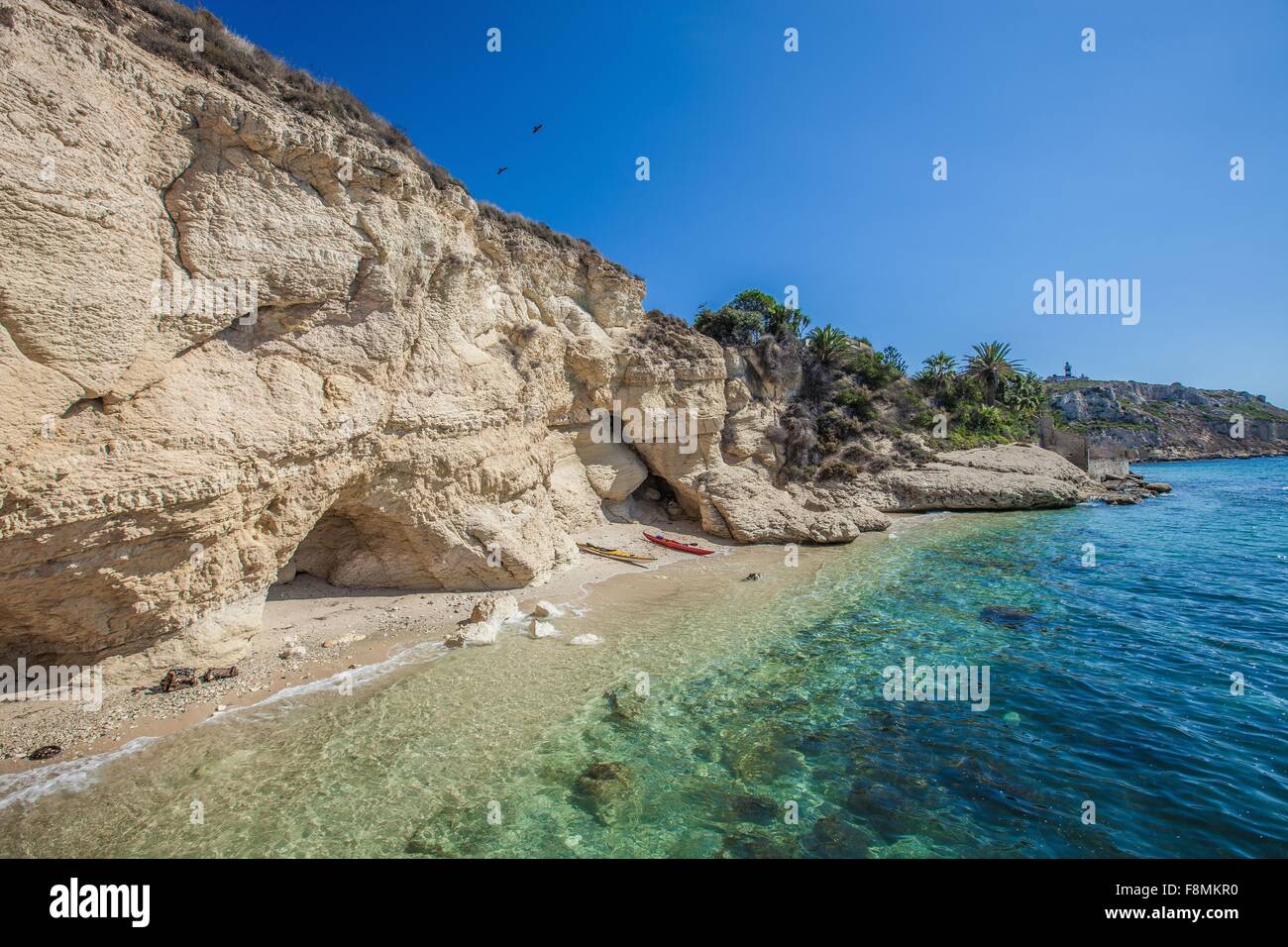 Felsformation am Strand, Cagliari, Sardinien, Italien Stockfoto