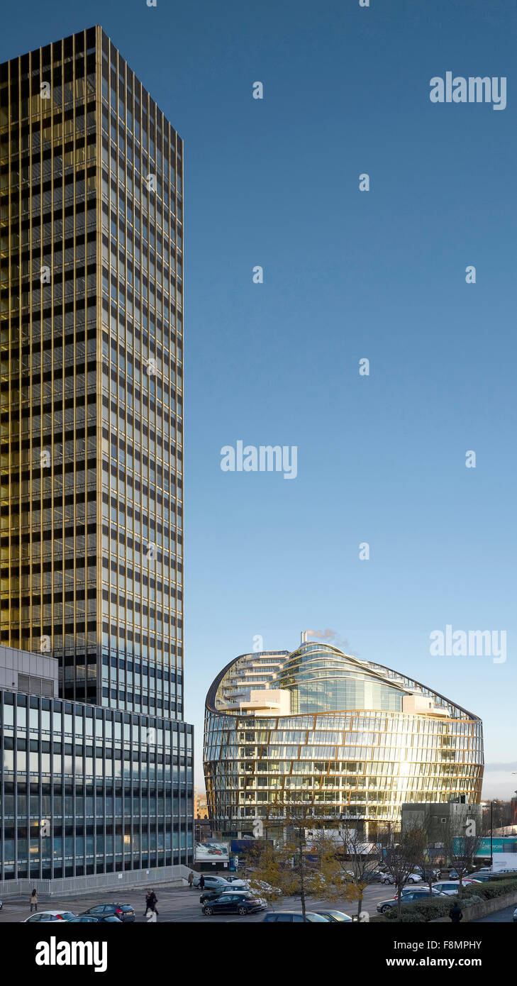 Ein Angel-Platz, der Co-op-HQ Manchester, das preisgekrönte nachhaltige Kopf Bürogebäude der Co-Operative Group. Stockfoto