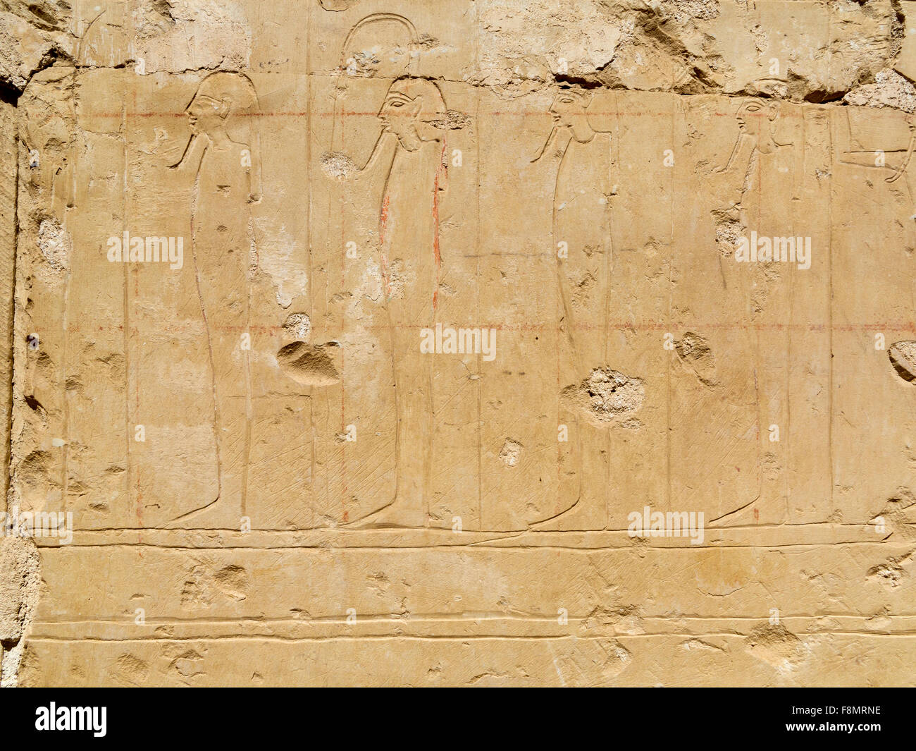 Gitter-Muster auf einer Wand im Inneren Tempel von Ramses II in der Nähe der Tempel von Sethos ich an Abydos, Ägypten Stockfoto