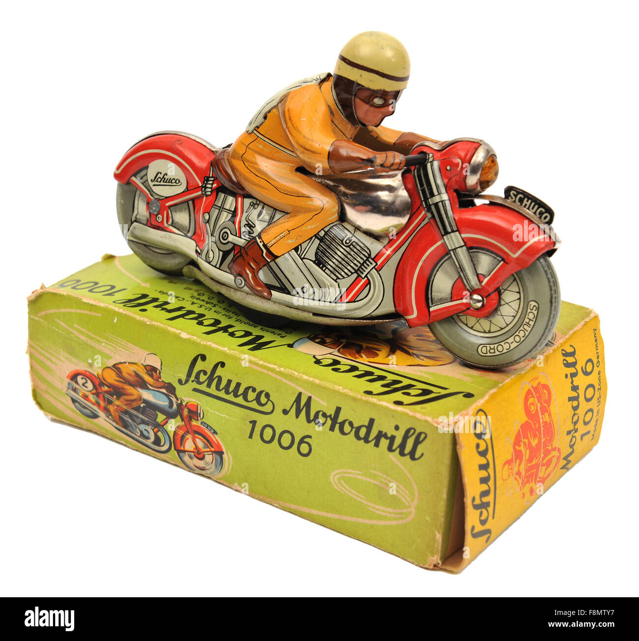 Schuco Motodrill 1006 Weissblech Uhr Arbeit Motorrad Spielzeug Stockfoto