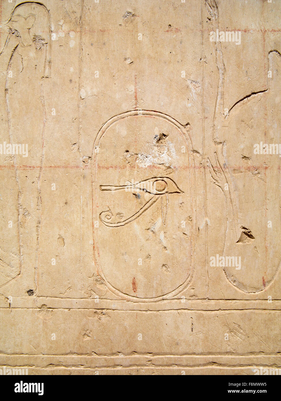 Raster-Muster auf der Wand Inder Tempel von Ramses II in der Nähe der Tempel von Sethos ich an Abydos, Ägypten Stockfoto