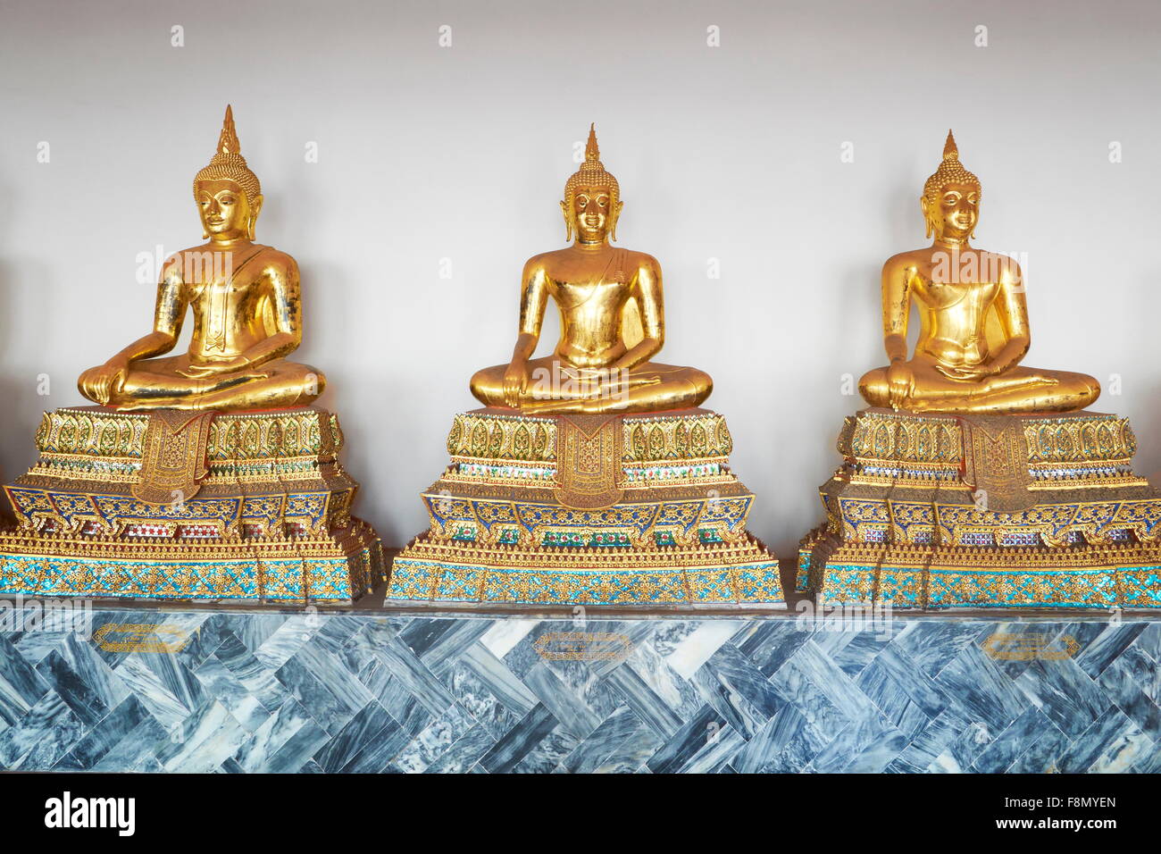 Grand Palace, Wat Phra Kaeo Tempel Buddha-Statuen, Bangkok, Thailand Stockfoto