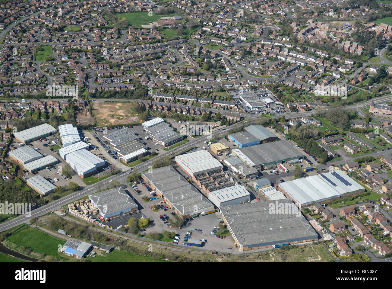 Eine Luftaufnahme von Eichen Industrial Estate in Narborough, Leicestershire Stockfoto