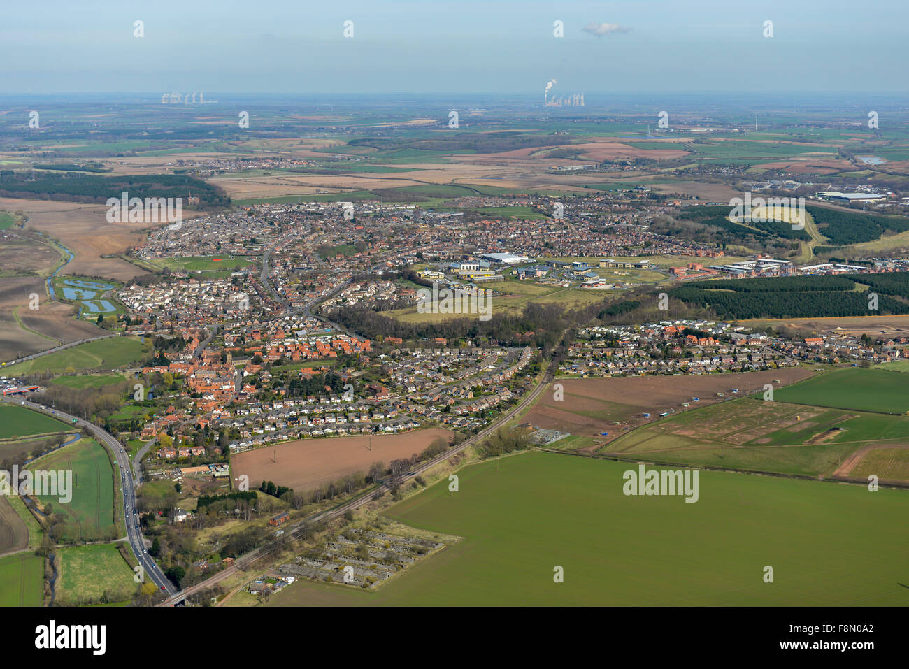 Eine Luftaufnahme der Stadt des neuen Ollerton in Nottinghamshire Stockfoto