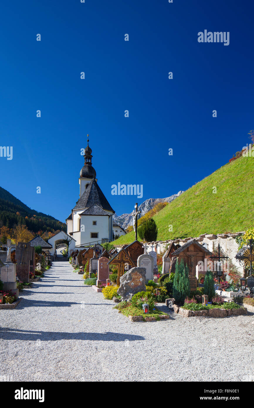 Kirche St. Sebastian in Ramsau, Berchtesgaden, Bayern, Deutschland Stockfoto