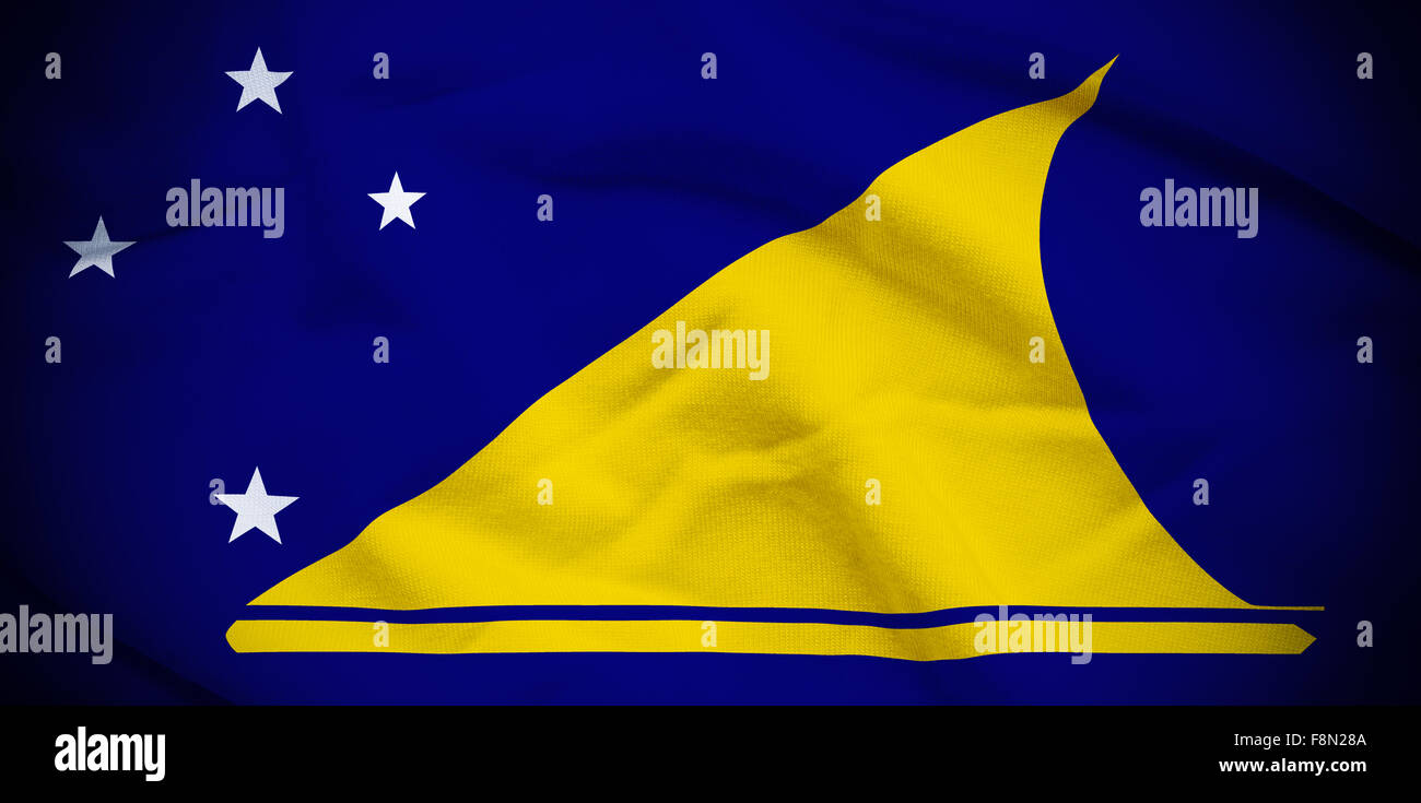 Wellig und wellige Nationalflagge von Tokelau Hintergrund. Stockfoto